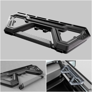 Vedere detaliată a mânerului de susținere Jusn Design montat pe Jeep Wrangler JL, Jeep Wrangler JL Gladiator JT.