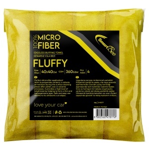 Microfibră Lustruire, Tăiere Laser, FLUFFY, 40x40cm, 380GSM, Galben, Set 4 bucăți, SmartBee 3DProducts
