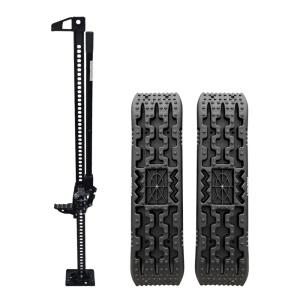 Pachet cric Hi-Lift 150 cm, 3000 kg și set rampe de tracțiune 108 x 32 cm cu bază pentru cric, EMD4x4