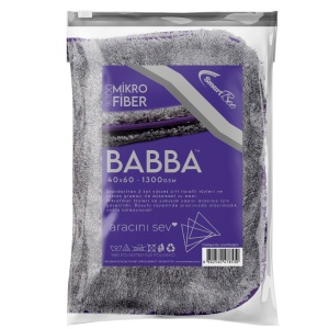 Prosop Uscare Auto Microfibră Dublă BABBA, 40x60cm, Gri Închis, 1300gr/m2, Super Absorbant, Pene Duble, Fără Zgârieturi, 3DProducts