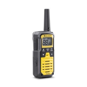 Vedere laterală a stației Midland XT50 PRO, evidențiind portul USB și butoanele funcționale.