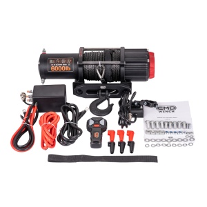 Troliu electric auto 6000lbs (2722kg), 12V, cablu sintetic 15m, raport 166:1, EMD Winch