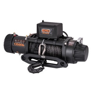 Troliu electric auto EMD Winch 13500lbs (6123kg), 12V, cablu sintetic, 25m, raport 150:1