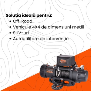 Troliu electric auto EMD Winch 8500LBS (3856kg) 12V, Cablu Sintetic 18m, Raport 173:1 - Img 4
