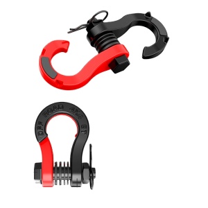 8500 kg recovery shackle with quick release, metal, black and red, EMD4x4