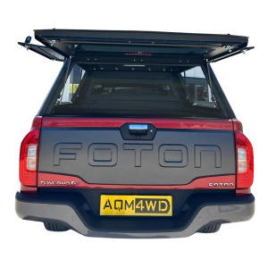 Black hardtop for Isuzu D-Max (2021-2025), with 3 folding tinted security windows and AQM G80 sliding front window - Img 10