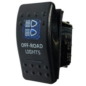 Buton tip Carling pornit/oprit pentru proiectoare off-road, universal 12V/24V, iluminare LED albastră, ORE4x4