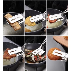 Montaj cu șase utilizări diferite ale cleștelui Perfect Home de 25 cm la gătit și servire.
