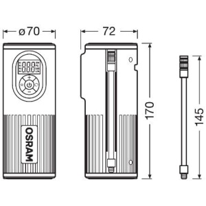 Compresor auto portabil cu acumulator 8,3 bar, auto-stop, TYREinflate 2000, Osram - Img 5