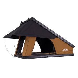 Cort de acoperiș auto, 2 persoane, Hard Top Aluminiu, 210 x 130 cm, 92 kg, Port încălzire Webasto, Bandă LED și Saltea Premium 7 cm cu strat anti-condens - Overlander Armor Top 2.0 Sahara