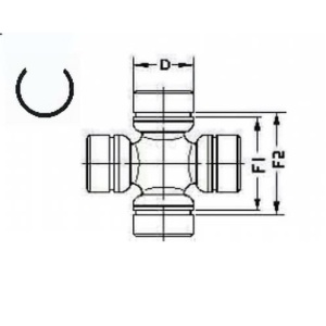 Schemă tehnică cu dimensiunile crucii cardanice GKN pentru Suzuki Samurai (1988-2004).