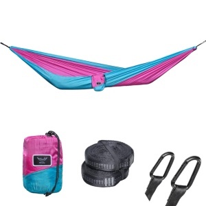 Hamac portabil din nylon tip parașută hikerjoy, 225 kg, Pink Sky Blue, Hikerjoy