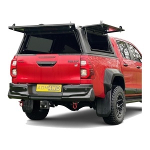 Hardtop AQM G80 cu 3 geamuri fumurii securizate rabatabile deschise.
