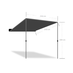 Marchiză 2.5 x 2.5 m cu carcasă din aluminiu, suport în formă de L, Wild Land