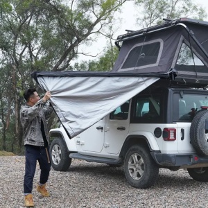 Marchiză auto 180°, pentru partea dreapta, cu design autoportant, acoperire 6,9 m², montaj rapid pentru SUV, pick-up și van, material Rip-Stop UPF50+, Wild Land
