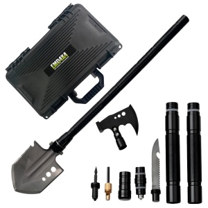 Multifunctional folding shovel set, 73 cm, stainless steel, shovel + axe + pickaxe + hammer + knife, storage box included, Emd4x4
