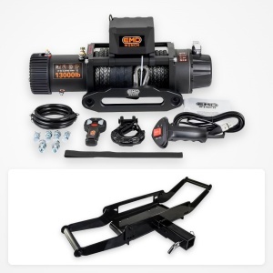 Pachet troliu detașabil: troliu electric EMD Winch 13000 lbs cablu sintetic și suport troliu detașabil