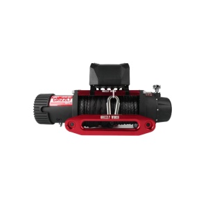 Pachet troliu electric Grizzly Winch 13000lbs (5897kg) + suport troliu universal, 12V, cablu sintetic 25m, raport 150:1