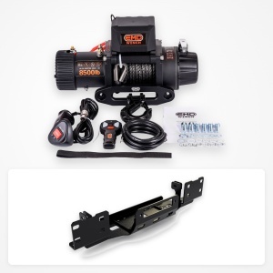 Pachet troliu Jeep Wrangler JL (2018+) cu suport ascuns, varianta USA: troliu electric EMD Winch 8500 lbs cablu sintetic și suport troliu dedicat