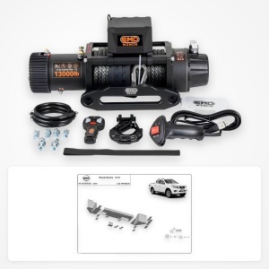 Pachet troliu Nissan Navara NP300 (2015-2025): troliu electric EMD Winch 13000 lbs cablu sintetic și suport troliu dedicat