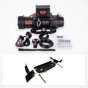 Pachet troliu Suzuki Grand Vitara 2 (2008-2019): troliu electric EMD Winch 8500 lbs cablu sintetic și suport troliu dedicat