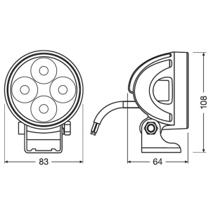 Schemă tehnică cu dimensiunile exacte ale proiectorului LED Osram VX80-WD.