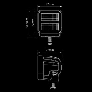 Proiector LED Siberia XP Qube 72x72x72 mm, 38W, 3150 lm, rază 151 m, 5700K, fascicul larg, poziție albă/ambra, 10–32V DC, cablu 150 mm, aluminiu, oțel inox, policarbonat, rezistent la apă și praf (IP69K), Strands
