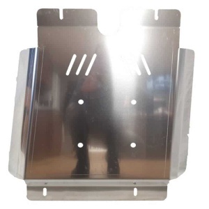 Vedere frontală a scutului de protecție din aluminiu cu orificii de ventilație.