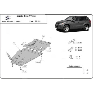 Scut cutie de viteza si diferential Suzuki Grand Vitara 2 (2005 - 2019), grosime 3 mm, vopsit in camp electrostatic
