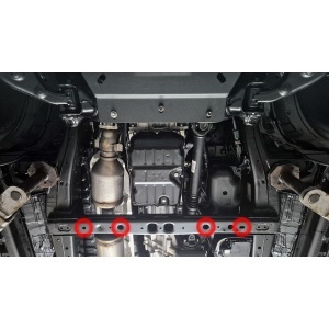 Puncte de montaj pe șasiul Toyota Hilux 2026, înainte de instalarea scutului de cutie.
