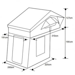 Schemă tehnică a anexei, cu dimensiunile principale în centimetri.