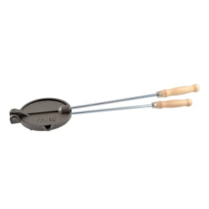 Aparat din fontă pentru prăjit slănină și carne cu mâner din lemn, 58 cm, Perfect Home