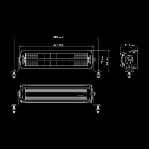 Bară LED 12″ (30,5 cm), 8000 lm, 110W, 5700K, rază 500 m, lumină poziție albă și chihlimbar, IP68/IP69K, Siberia Outlaw UDX Strands