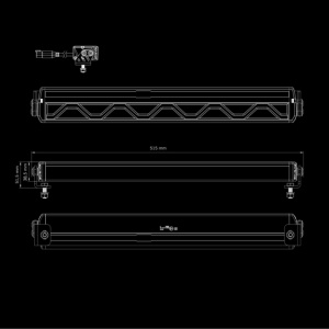 Bara LED Firefly Combo 51,5 cm, 153 W, 10670 lm, rază 496 m, LED alb și chihlimbar, fascicul Combo, carcasă aluminiu negru, lentilă clară, suport lateral oțel inoxidabil și suport glisant aluminiu, rezistent la apă și praf (IP68), Strands