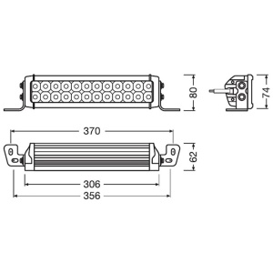 Schema tehnică cu dimensiunile exacte ale barei LED Osram VX250-CB Combo.