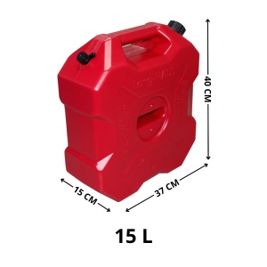 Canistră din plastic cu supapă de aerisire și furtun flexibil de turnare inclus, roșu, 15L, 37 x 15 x 40 cm, Emd4x4