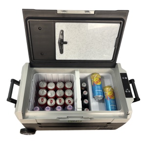 Frigider auto portabil cu roți 30.5 L, cu compresor, alimentare 12V/24V/220V, Bluetooth, control digital, -20°C +20°C, EMD4x4