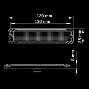 Lumină marcaj lateral Slim LED Dark Knight SM6 10–32V, 6W, 6 LED galben-ambre, rezistent la apă și praf (IP69K), carcasă aluminiu negru, lentilă fumurie, Strands