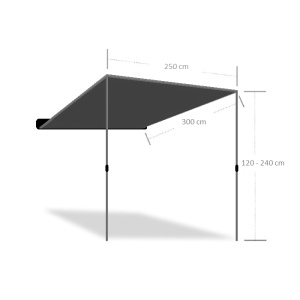 Marchiză auto 2,5×3 m, poliester 600D, impermeabilă PU2000, cu stâlpi incluși, Overlander