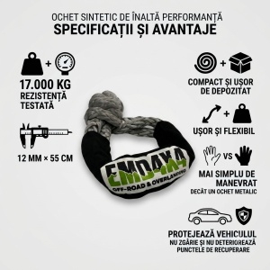 Ochet sintetic 17t (17000kg), 12mm x 55 cm, gri Emd4x4 - Img 2