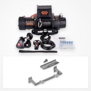 Pachet troliu Nissan X-Trail T30 (2001-2007): troliu electric EMD Winch 8500 lbs cablu sintetic și suport troliu dedicat