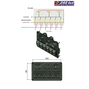 Panou cu 6 comutatoare tip Carling universal cu porturi USB, priză brichetă și voltmetru 12V, iluminare albastră, ORE4x4 - Img 5