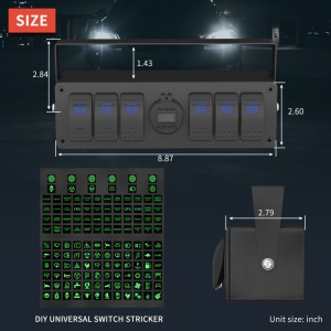 Panou cu 6 comutatoare tip rocker, Dual QC3.0 USB Charger 12V LED Ore4x4