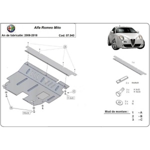 Scut auto metalic Alfa Romeo Mito 2008 - 2018