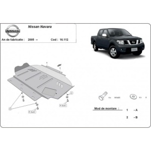 Schemă tehnică de montaj cu detaliile șuruburilor pentru setul de scuturi Nissan Navara D40.