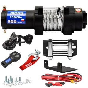 Troliu ATV 3500lbs (1589kg) 12V Cablu de Otel 12m Husar Winch