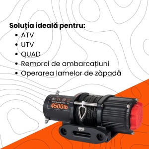 Utilizări recomandate ale troliului, inclusiv pentru ATV, UTV, quad și remorci.