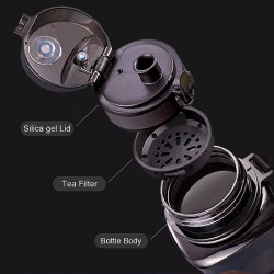 Sticla apa slim Uzspace Tritan, fara BPA cu capac 700ml negru