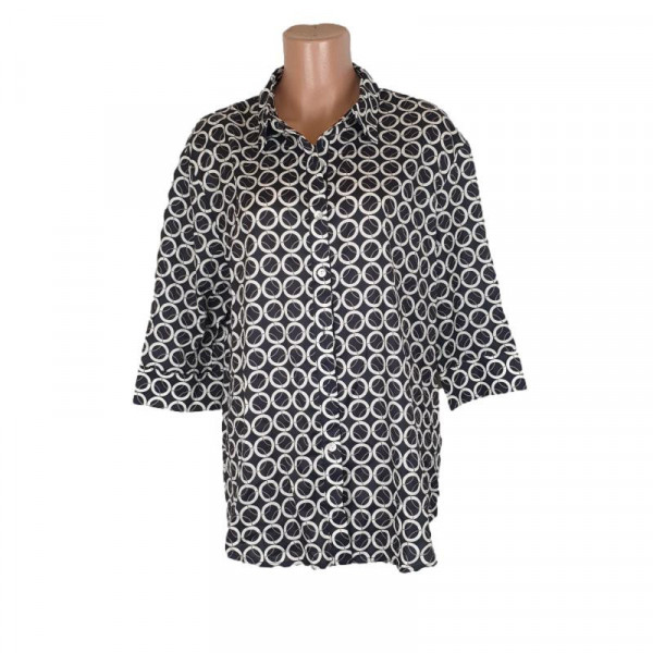 Camasa casual culoare negru cu alb