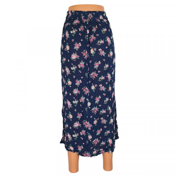 Fusta culoare albastru imprimeu floral